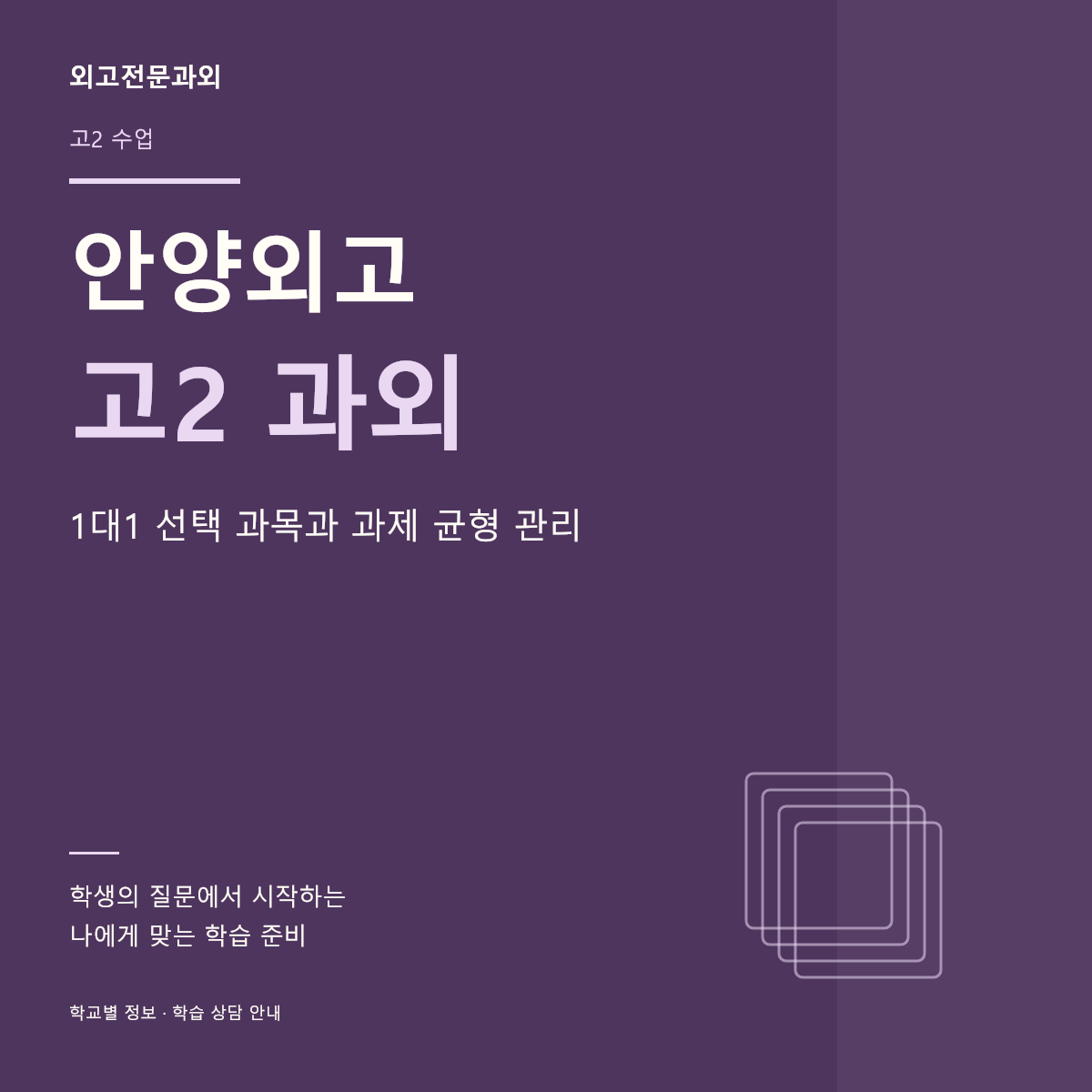 안양외고 고2 과외 1대1 선택 과목과 과제 균형 관리
