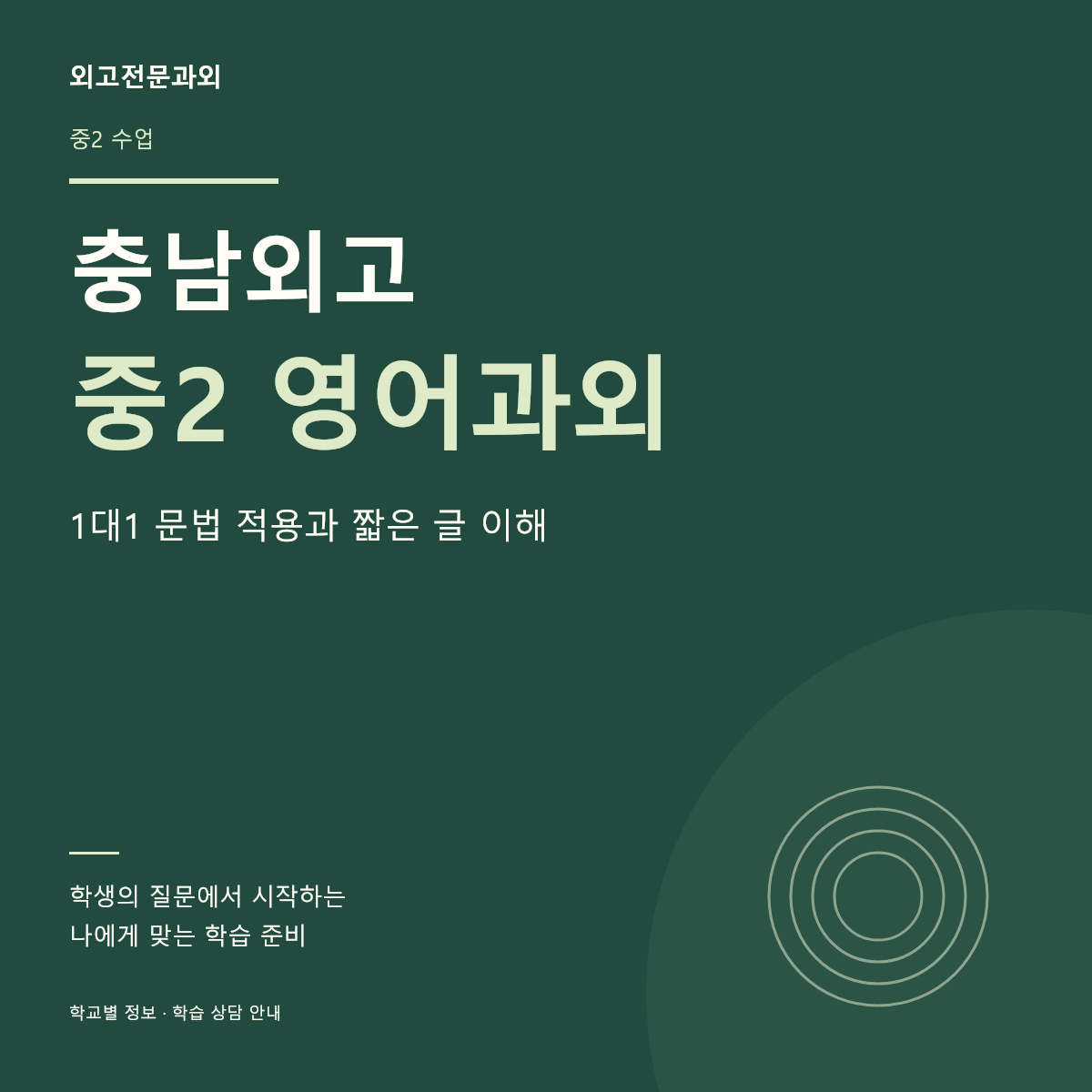 충남외고 중2 영어과외 1대1 문법 적용과 짧은 글 이해