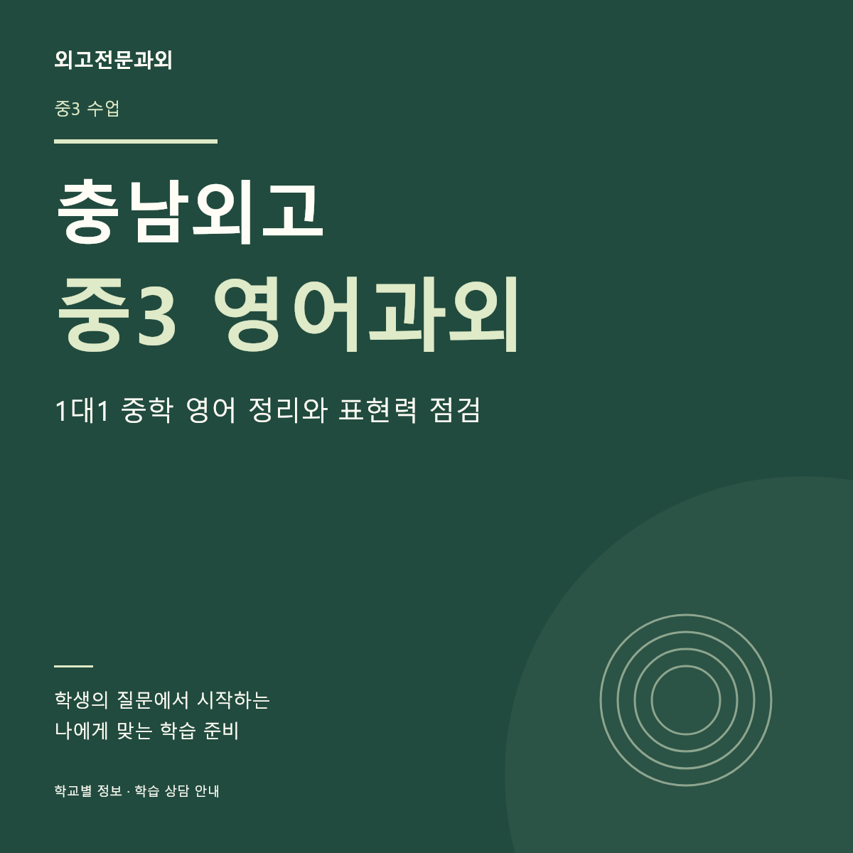 충남외고 중3 영어과외 1대1 중학 영어 정리와 표현력 점검