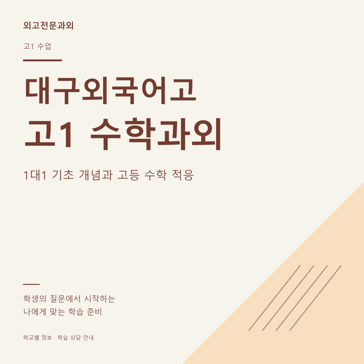 대구외국어고 고1 수학과외 1대1 기초 개념과 고등 수학 적응