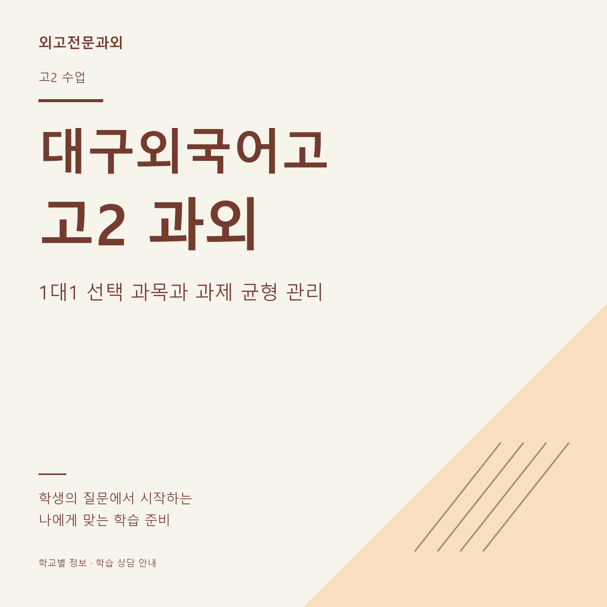 대구외국어고 고2 과외 1대1 선택 과목과 과제 균형 관리
