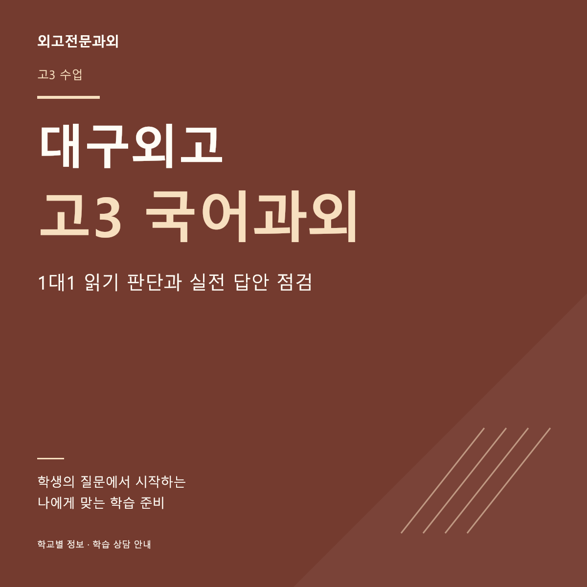 대구외고 고3 국어과외 1대1 읽기 판단과 실전 답안 점검