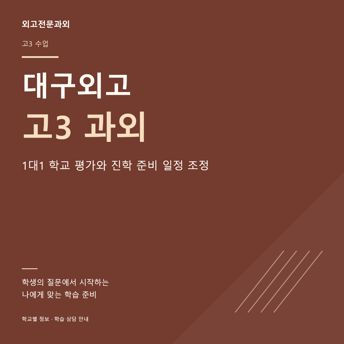 대구외고 고3 과외 1대1 학교 평가와 진학 준비 일정 조정