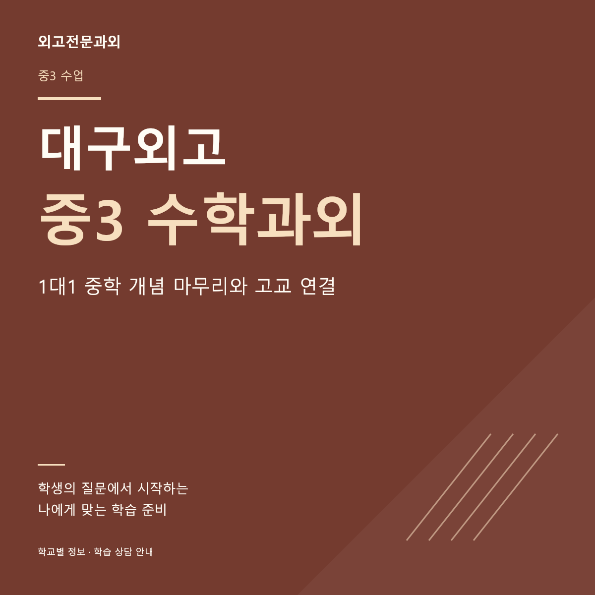 대구외고 중3 수학과외 1대1 중학 개념 마무리와 고교 연결