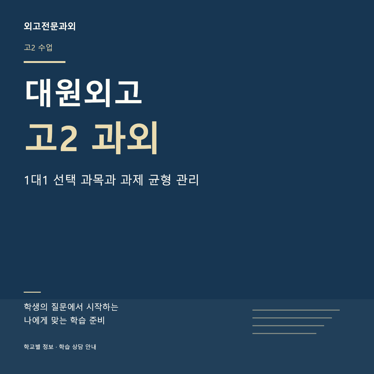 대원외고 고2 과외 1대1 선택 과목과 과제 균형 관리