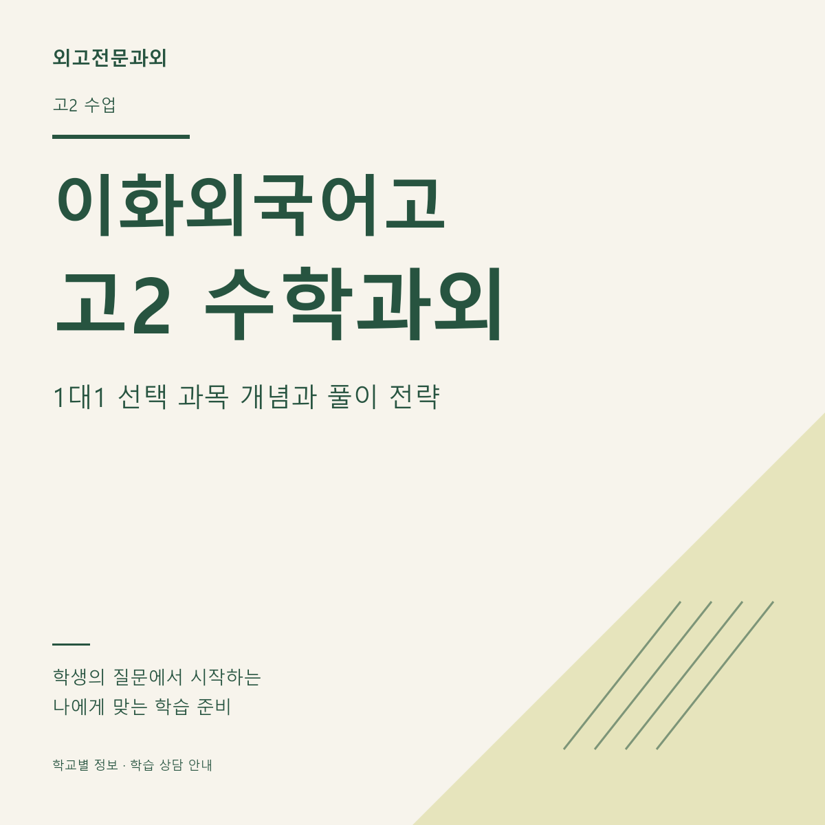 이화외국어고 고2 수학과외 1대1 선택 과목 개념과 풀이 전략