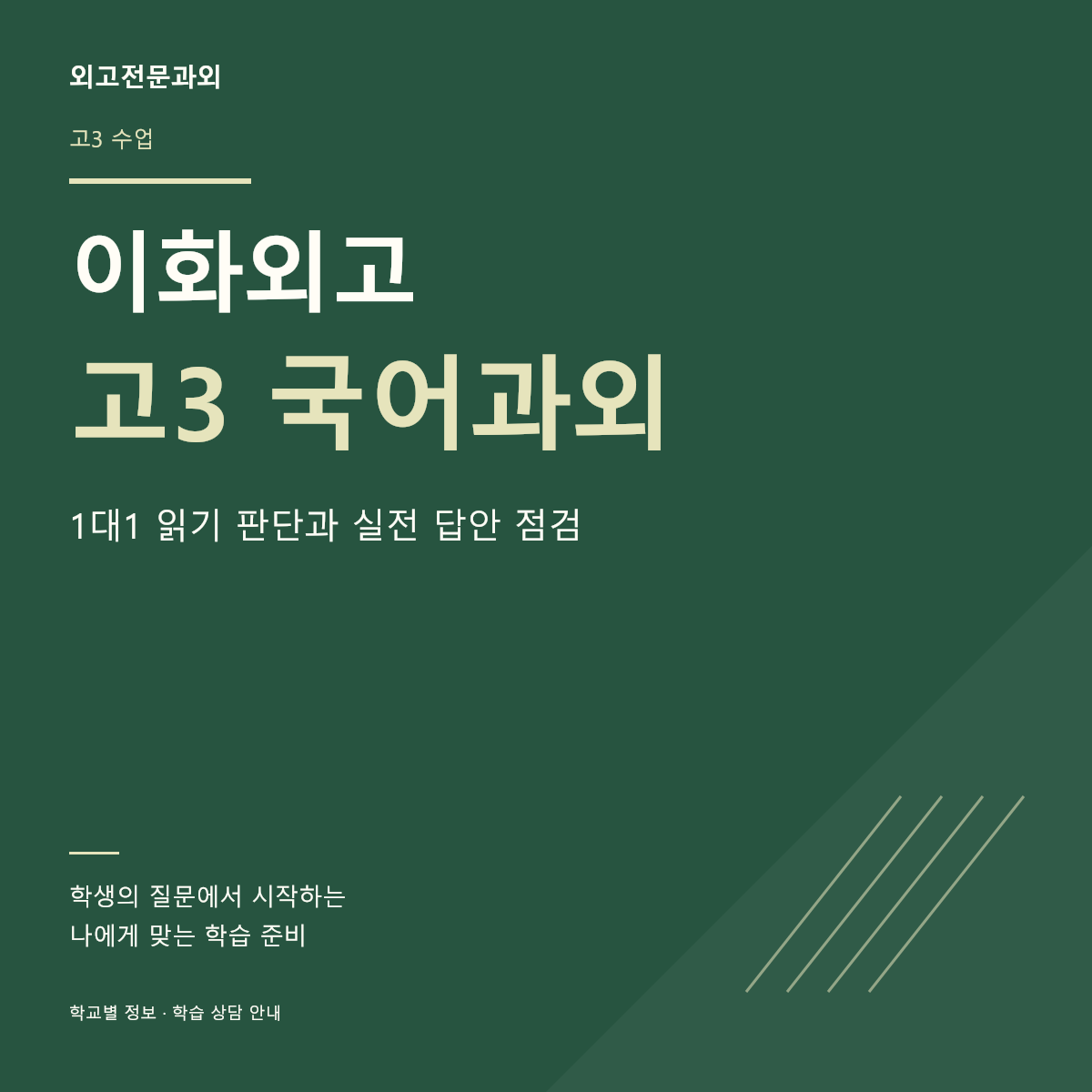 이화외고 고3 국어과외 1대1 읽기 판단과 실전 답안 점검
