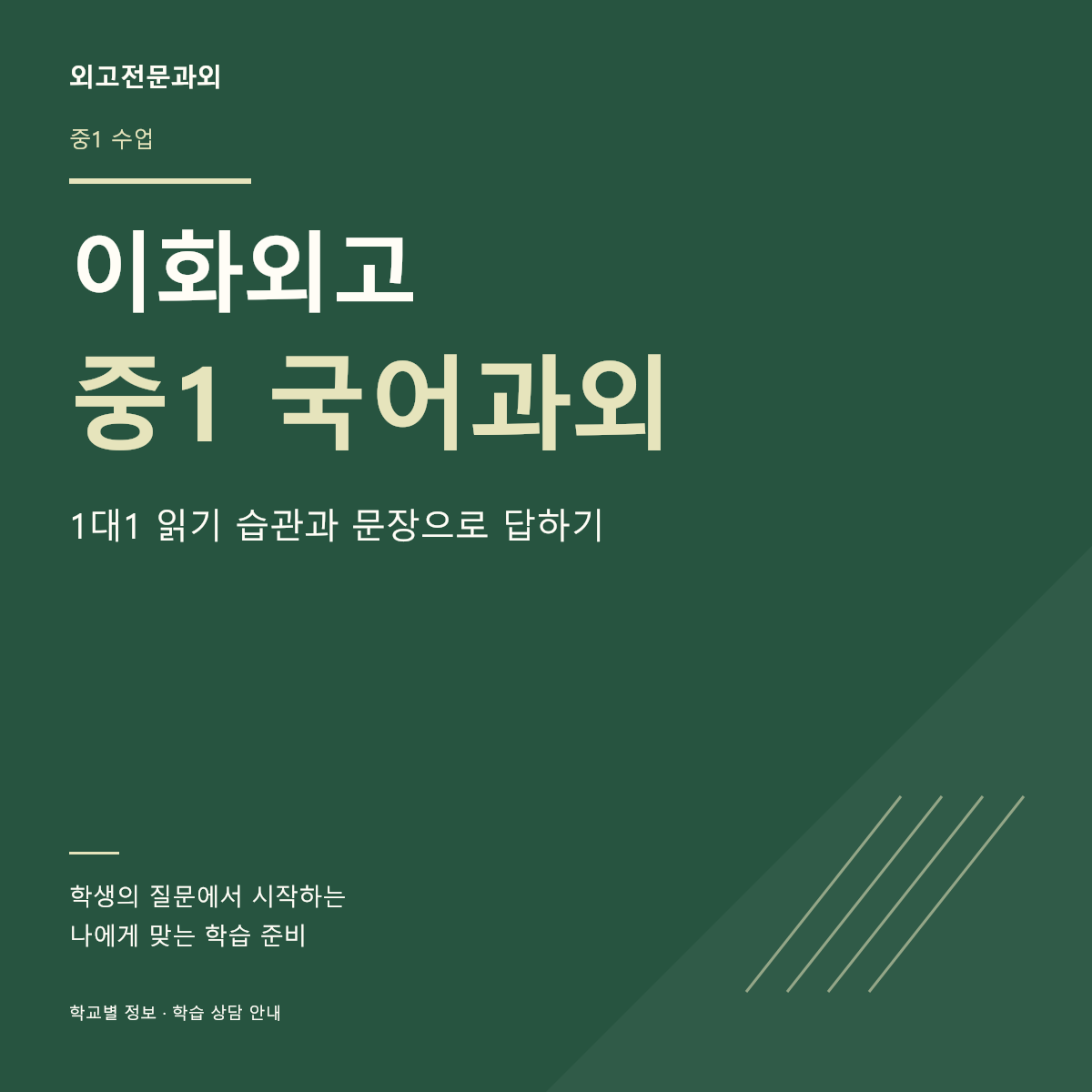 이화외고 중1 국어과외 1대1 읽기 습관과 문장으로 답하기