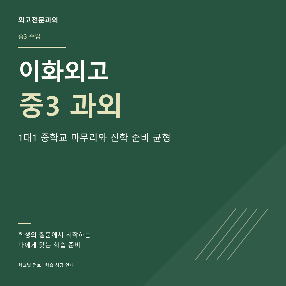 이화외고 중3 과외 1대1 중학교 마무리와 진학 준비 균형