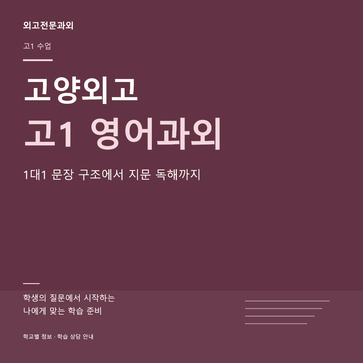고양외고 고1 영어과외 1대1 문장 구조에서 지문 독해까지