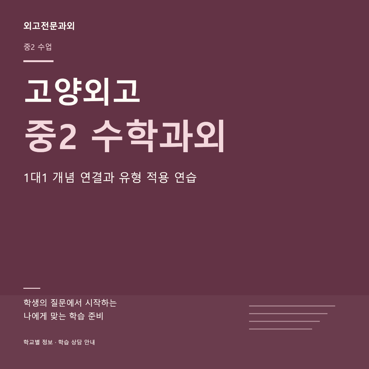 고양외고 중2 수학과외 1대1 개념 연결과 유형 적용 연습