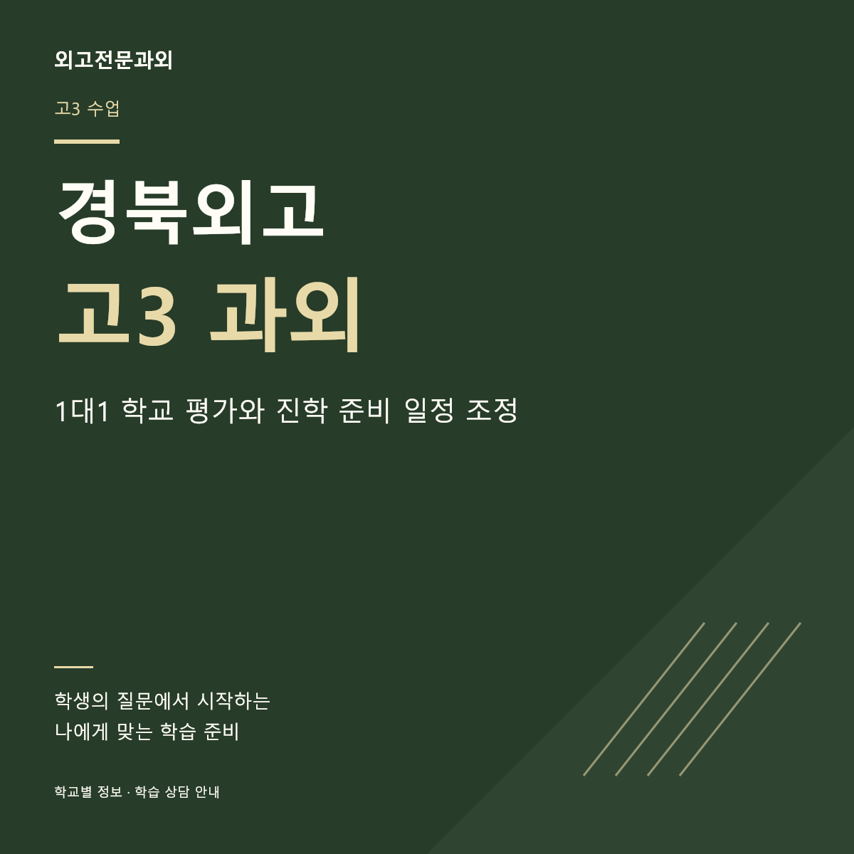경북외고 고3 과외 1대1 학교 평가와 진학 준비 일정 조정