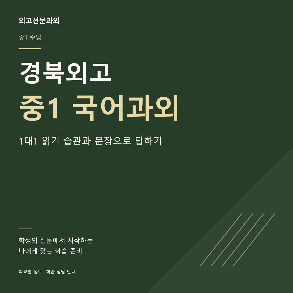 경북외고 중1 국어과외 1대1 읽기 습관과 문장으로 답하기