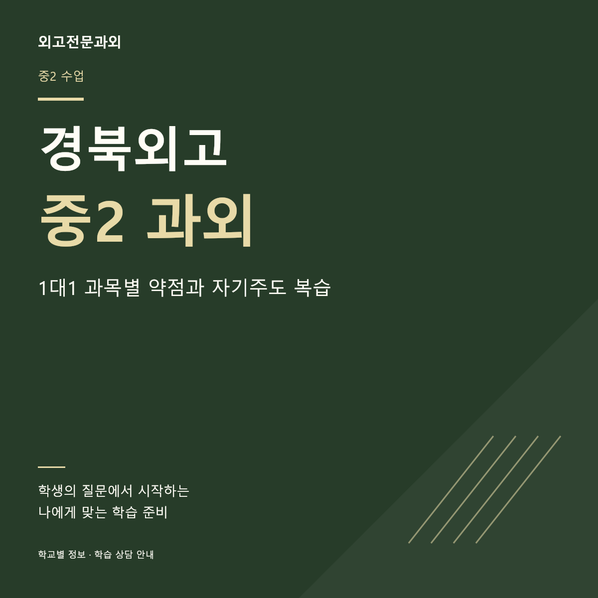 경북외고 중2 과외 1대1 과목별 약점과 자기주도 복습