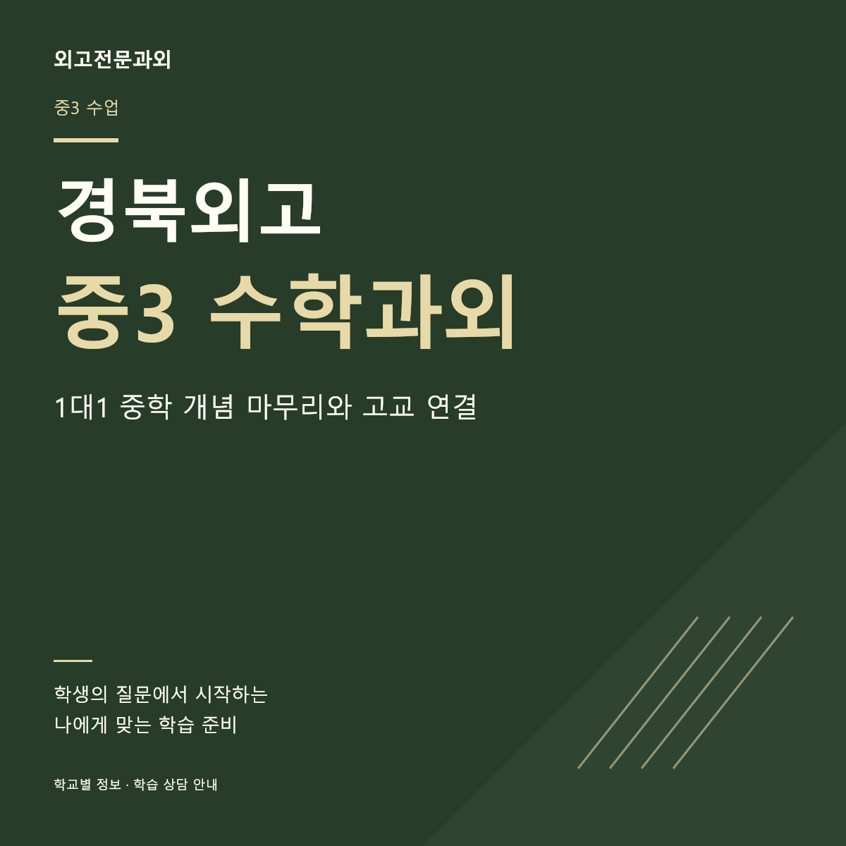 경북외고 중3 수학과외 1대1 중학 개념 마무리와 고교 연결