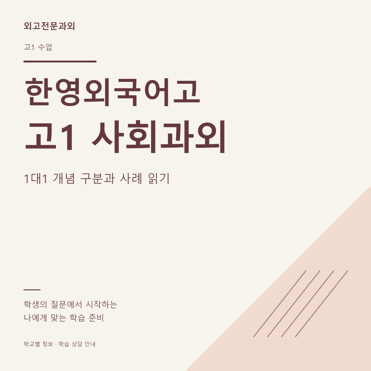 한영외국어고 고1 사회과외 1대1 개념 구분과 사례 읽기