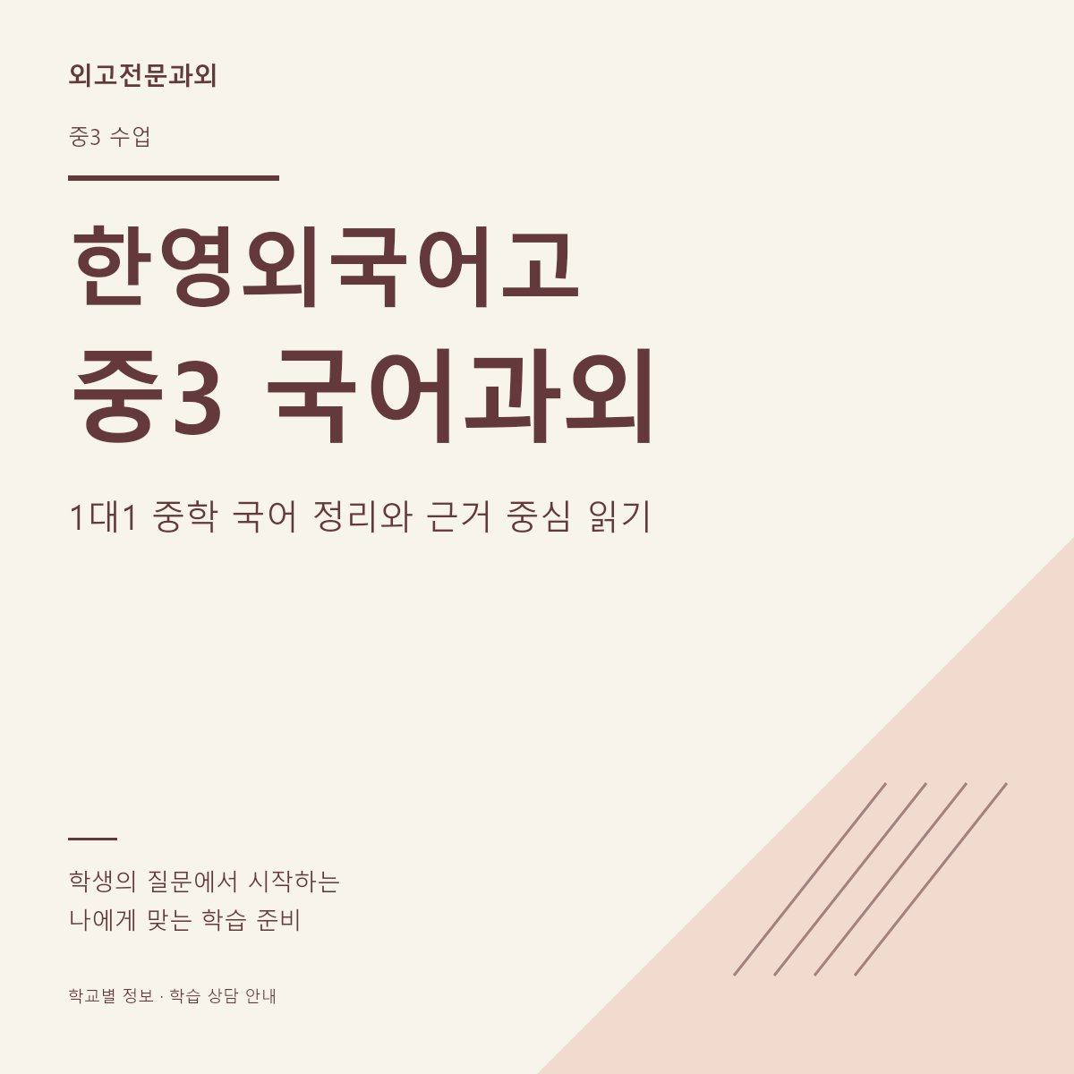 한영외국어고 중3 국어과외 1대1 중학 국어 정리와 근거 중심 읽기