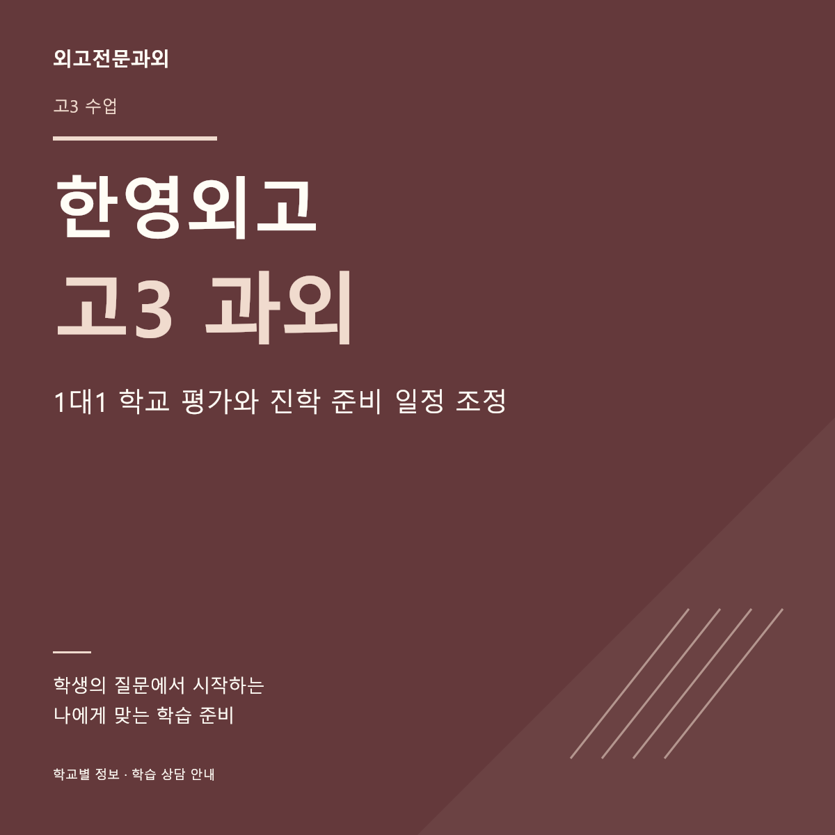 한영외고 고3 과외 1대1 학교 평가와 진학 준비 일정 조정