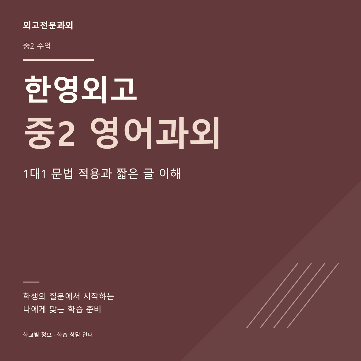 한영외고 중2 영어과외 1대1 문법 적용과 짧은 글 이해