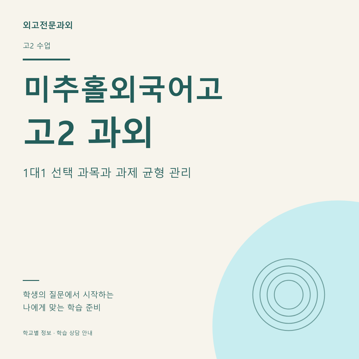 미추홀외국어고 고2 과외 1대1 선택 과목과 과제 균형 관리