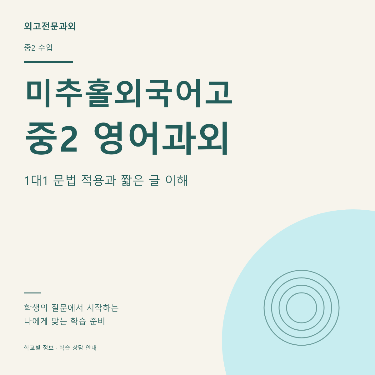 미추홀외국어고 중2 영어과외 1대1 문법 적용과 짧은 글 이해